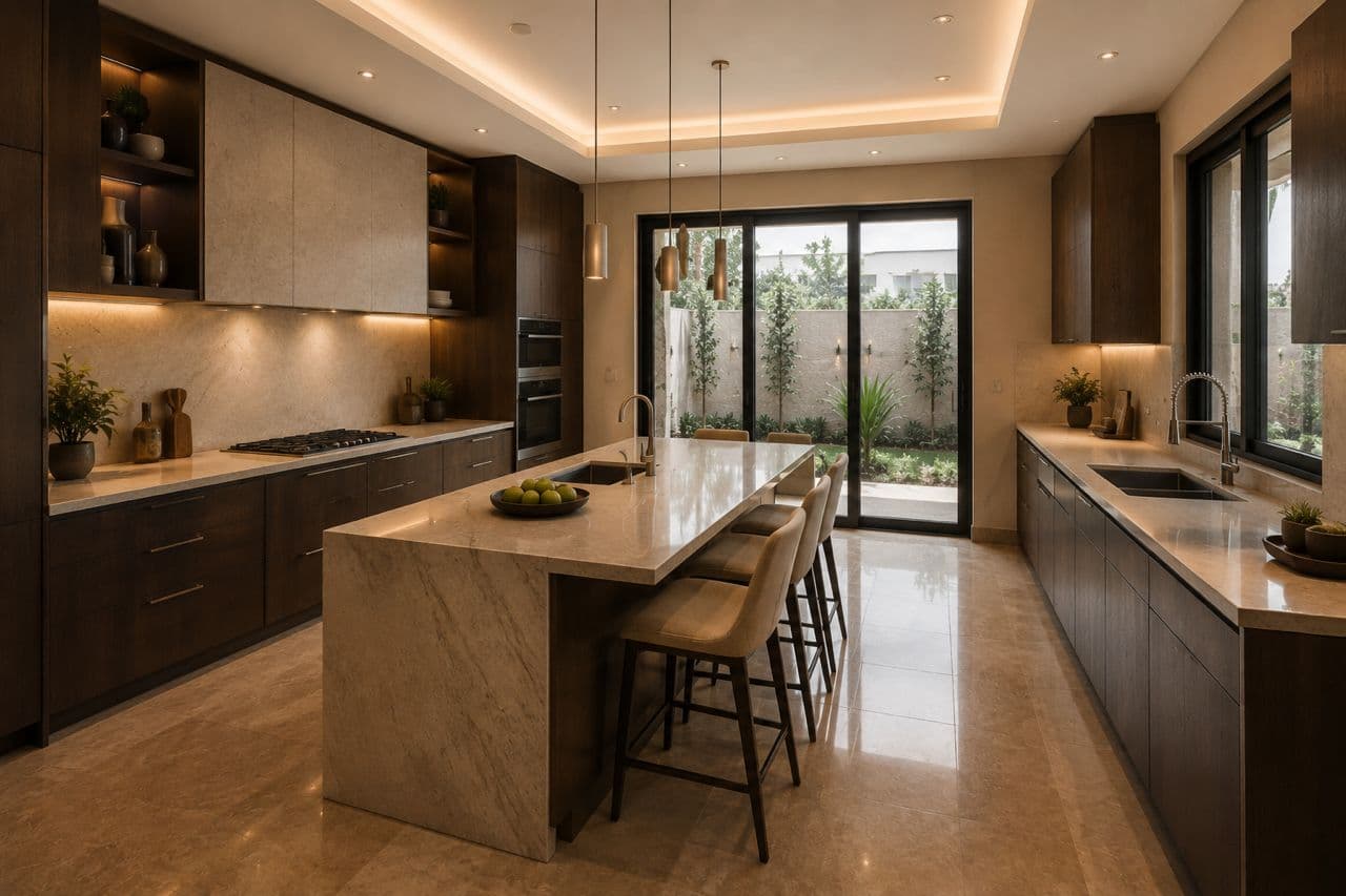 The kitchen of the same residence.